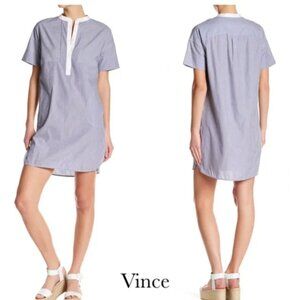 Vince Poplin Blue & White Stripe Shirt Dress Size 6